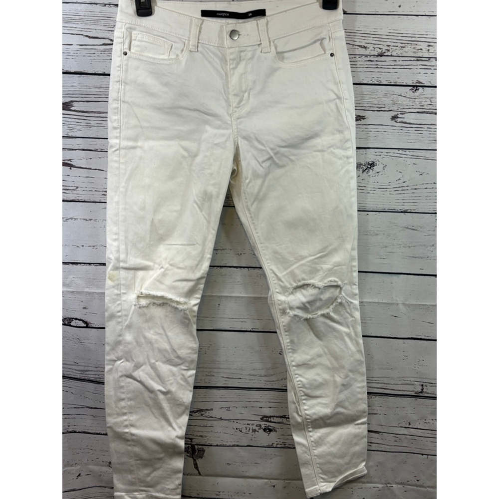 Women's Harper White Distressed Skinny Jeans Size 28